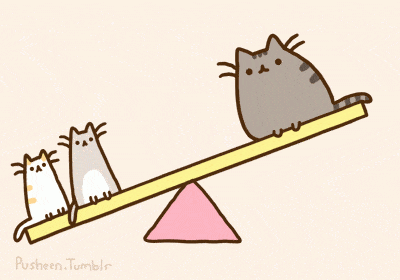 Fat cat on a seesaw