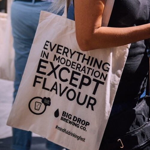 Everything in moderation except flavour bag Club Soda Mindful Drinking Festival