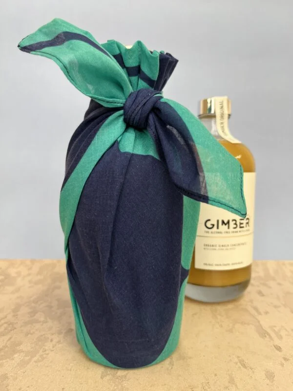 Furoshiki Gift Knot Bottle Wrapping - Blue Glasses 53x53cm