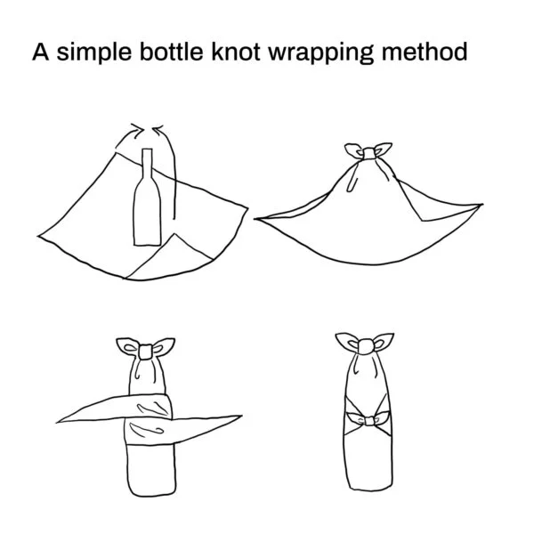 Furoshiki Gift Knot Bottle Wrapping - Small Bottles 80x80cm - Image 2