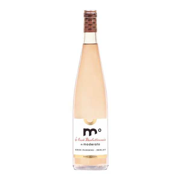 Moderato Merlot Gros Manseng Rose alcohol-free wine bottle