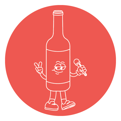 Sober AF Poetry logo which shows a cartoon beer bottle holding a microphone