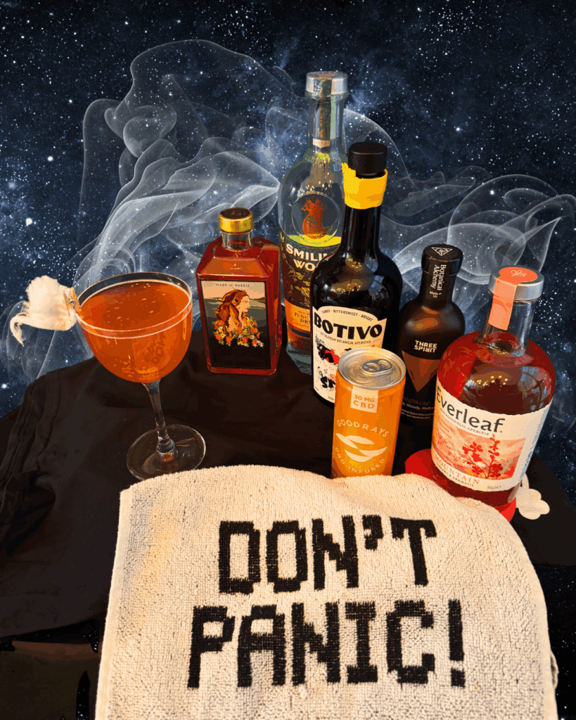 The cocktail ingredients - various bottles and cans.